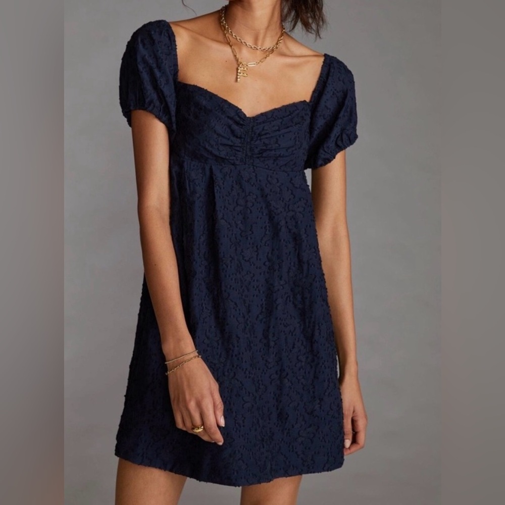 Anthropologie Navy Babydoll Dress